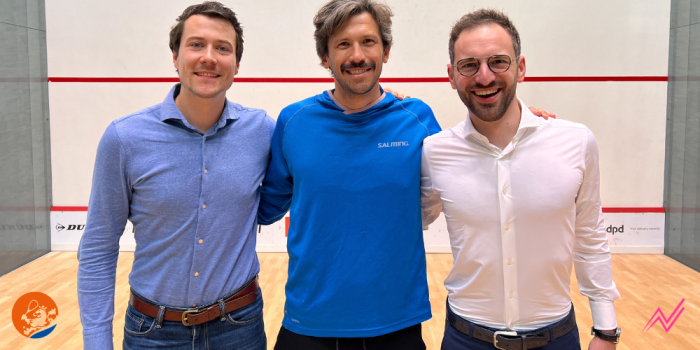 SQuashLevels Jethro Binns with Squash Bond Nederland Rogier Van Veen and Tom Lucas