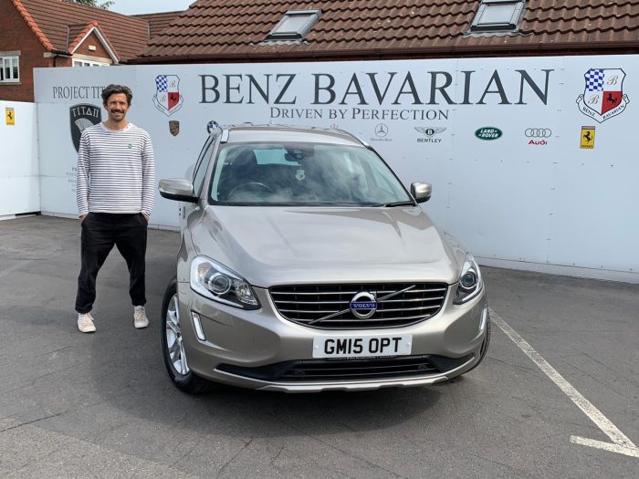 SquashLevels Co-Ceo Jethro Binns and his new car, supplied by Benz Bavarian